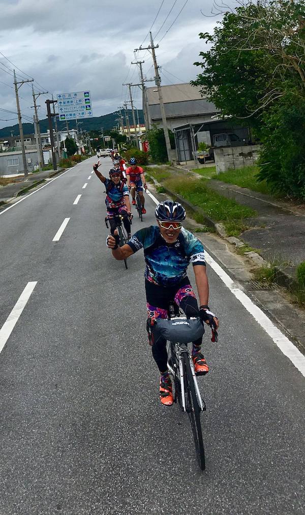 Cyclists riding in Okinawa