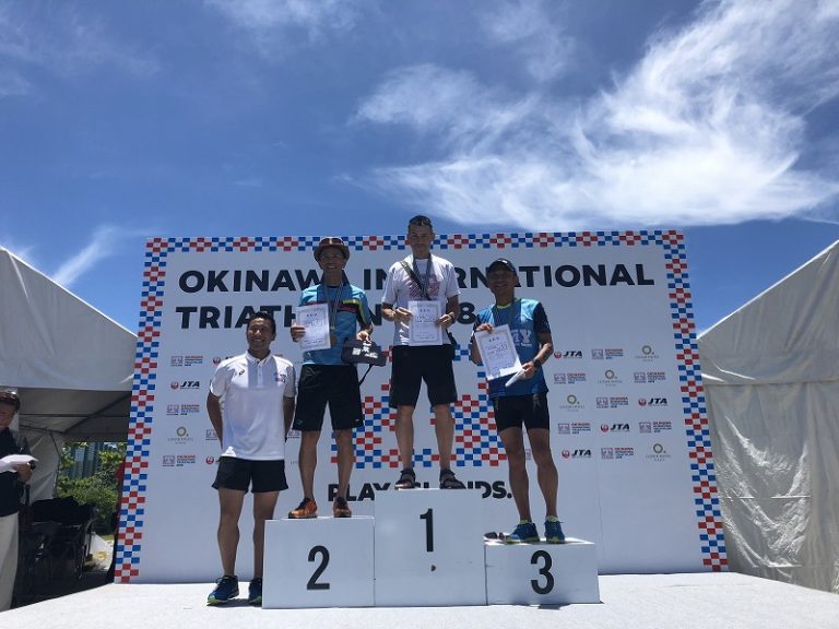 Triathletes getting awards for Okinawa International Triathlon