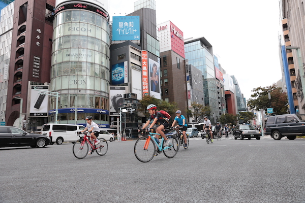 cyclist riding through Tokyo during Bike Tokyo