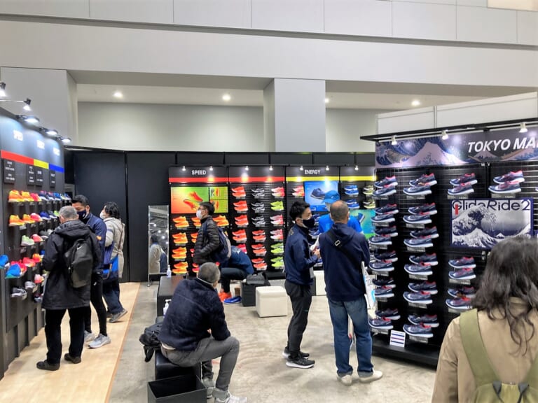 Display of shoes at the marathon expo